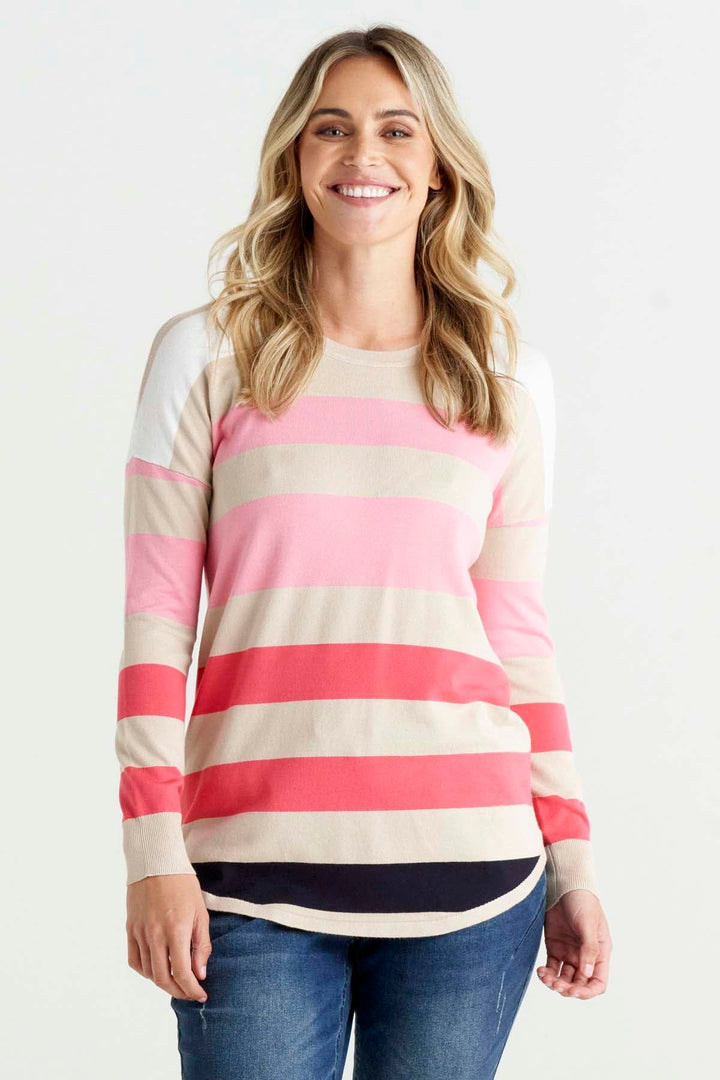Betty Basics Sophie Knit Jumper in Dawn Stripe Hey Sara