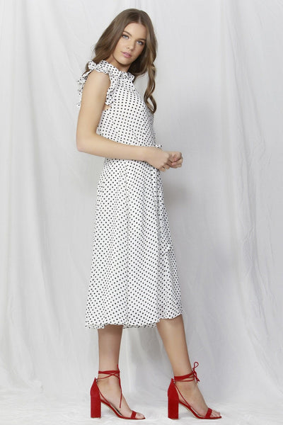 Fate + Becker Bronte Button Down Dress in White Polka Dot - Hey Sara