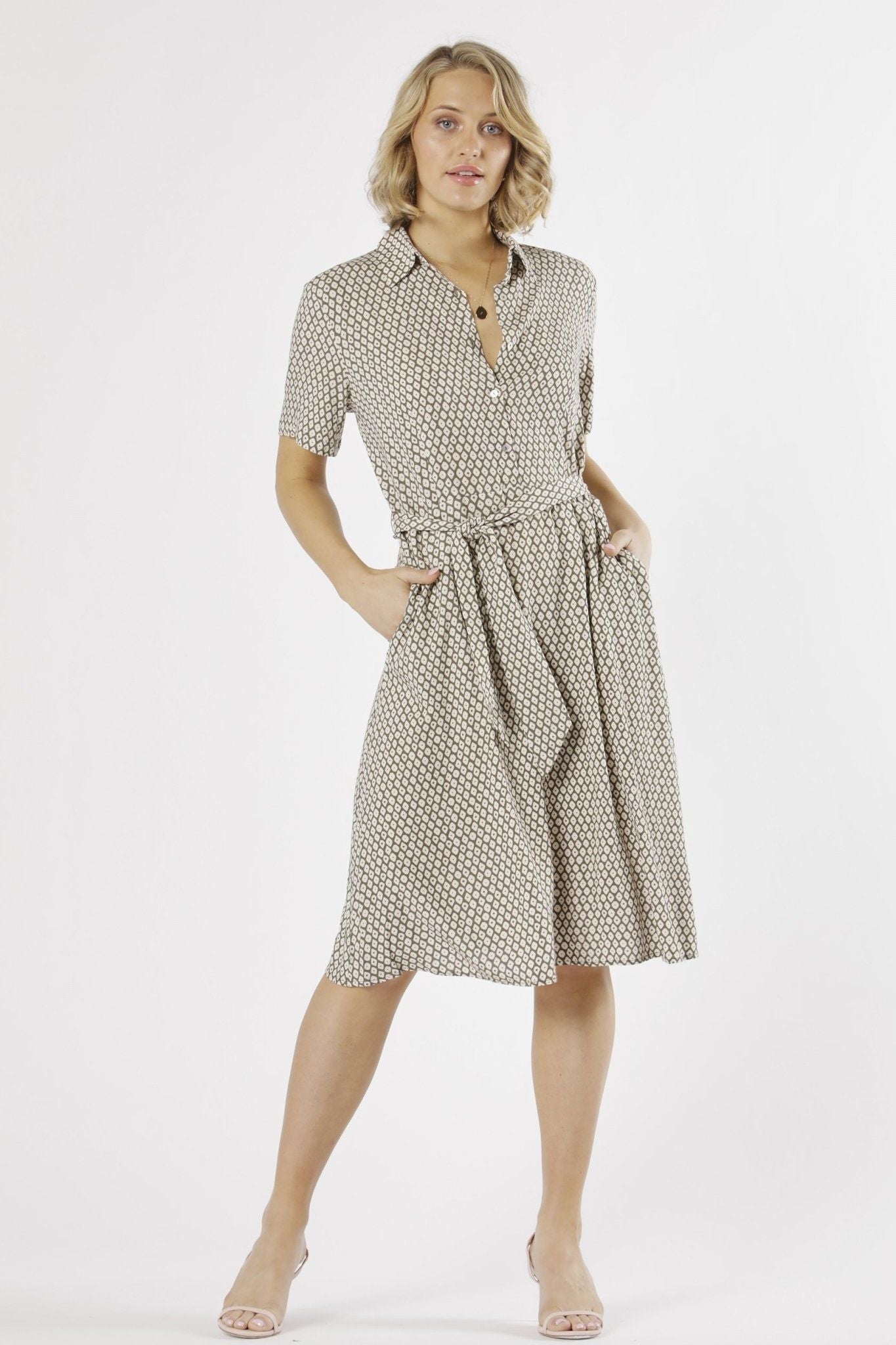 Fate + Becker Casablanca Shirt Dress in Diamond Print - Hey Sara