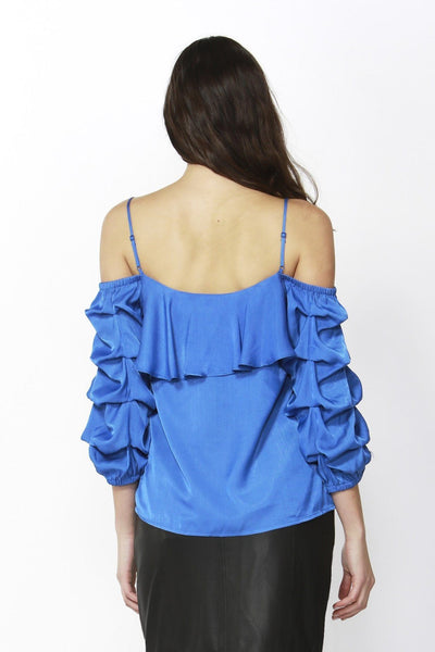 Fate + Becker Dare Cold Shoulder Top in Blue - Hey Sara