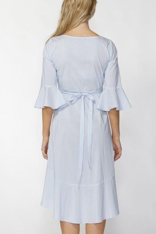 Fate + Becker Essie Wrap Dress in Blue White Stripe - Hey Sara