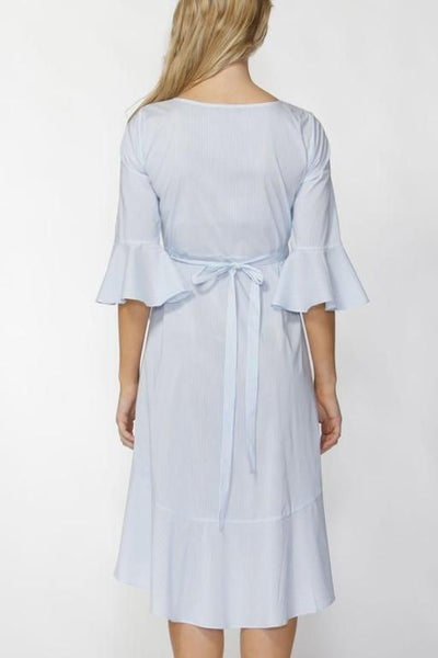 Fate + Becker Essie Wrap Dress in Blue White Stripe - Hey Sara