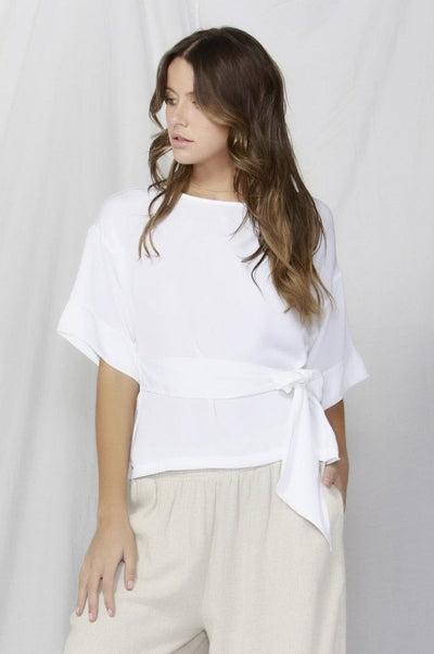 Fate + Becker Naples Drop Shoulder Top in Pearl White - Hey Sara