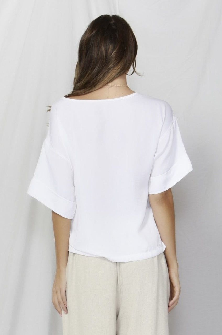 Fate + Becker Naples Drop Shoulder Top in Pearl White - Hey Sara
