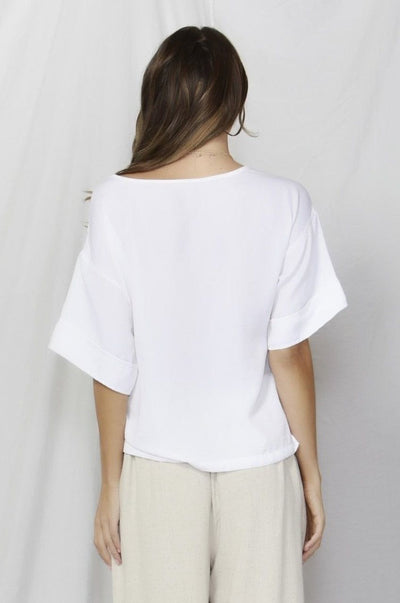 Fate + Becker Naples Drop Shoulder Top in Pearl White - Hey Sara