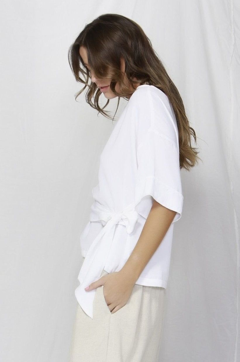 Fate + Becker Naples Drop Shoulder Top in Pearl White - Hey Sara