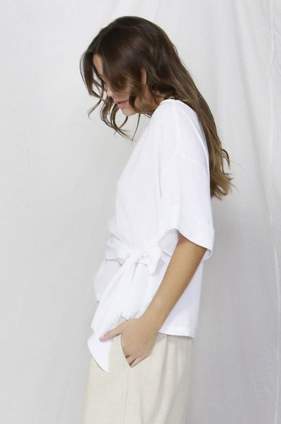 Fate + Becker Naples Drop Shoulder Top in Pearl White - Hey Sara