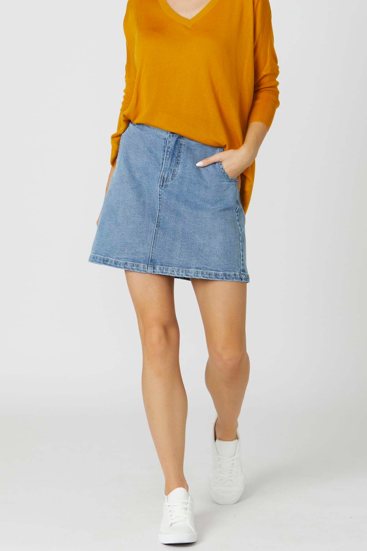 Sass Lucy Denim Skirt in Vintage Wash - Hey Sara
